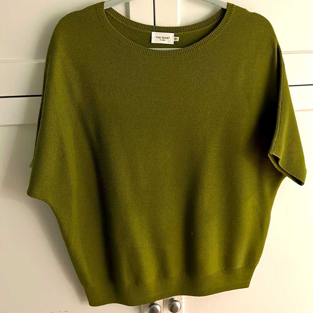 The Reset olive green wool sweater.